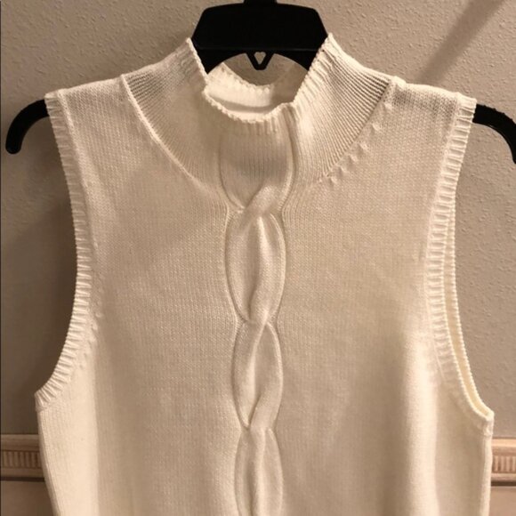 New vintage Grace Dane Lewis mock neck fisherman knit sleeveless vest sweater - Picture 4 of 10